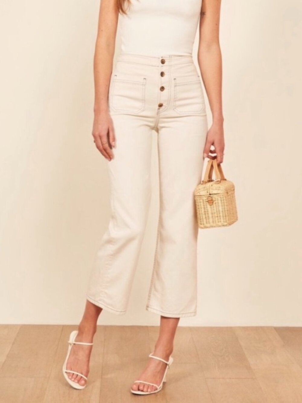 Reformation Eloise‎ Ivory High Rise Wide Leg Denim Jeans 27​